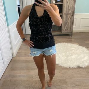 White House black market velvet halter XS
